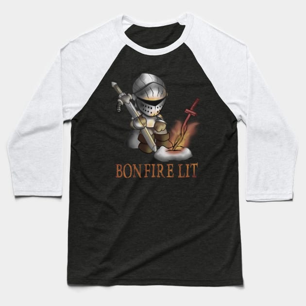 DARK SOULS "BONFIRE LIT" Baseball T-Shirt by Sirrolandproduction